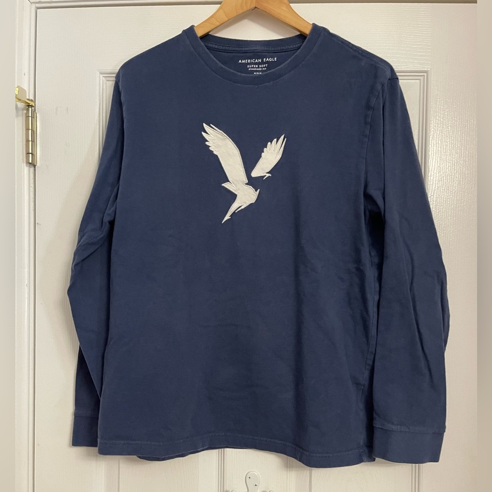 American Eagle Outfitters Mens Navy Blue Long Sleeve Shirt Large